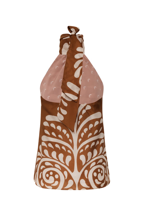 Magdalena Cotton Silk Blouse / Brown Arabesque