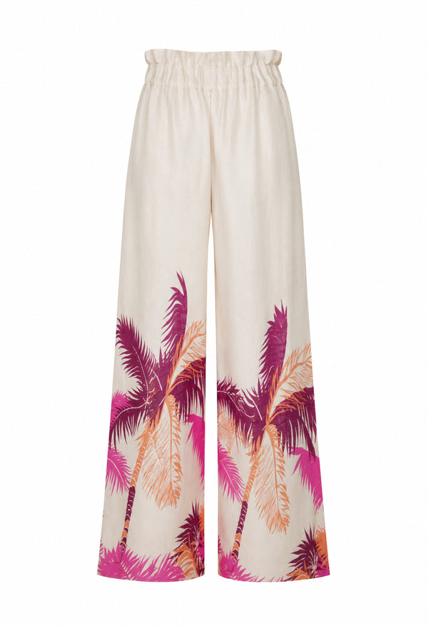 San Benito Linen Pants / Fuchsia Palms Exclusivo