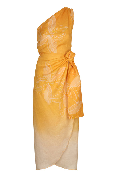 Eva Linen Midi Dress / Yellow
