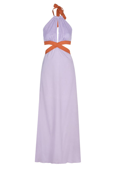 San Agustin Martellato Silk Midi Dress / Lila