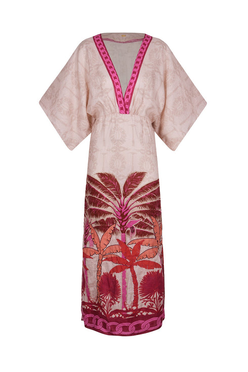 Topacio Linen Tunic / Fuchsia Palms*
