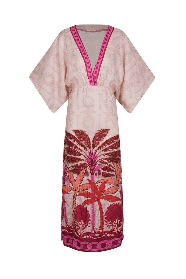 Topacio Linen Tunic / Fuchsia Palms