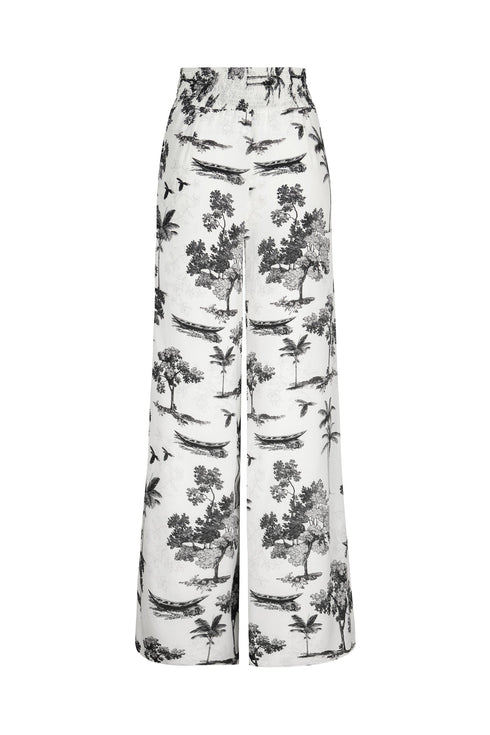 San Cipriano Crepe Chine Pants / Ivory Trees