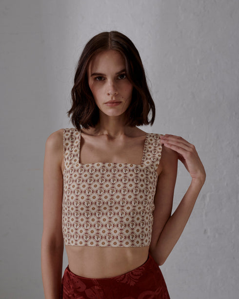 Marimba Cotton Bio Top / Beige May Flower