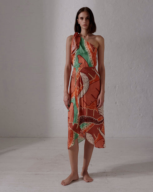 Amaime Jacquard Midi Skirt / Coral