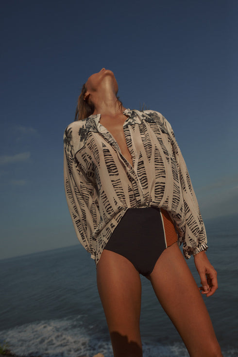 La Voragine Crepe Chine Shirt / Cream Canoe