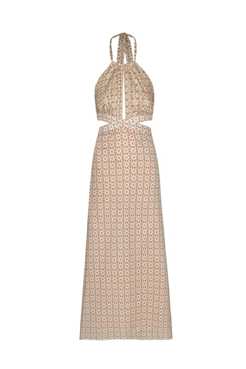 San Agustin Cotton Dress / Beige May Flower