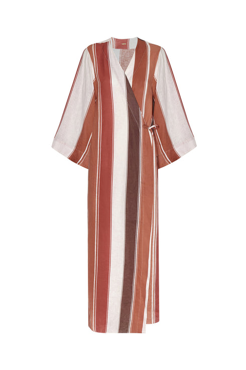 Joaquina Linen Kaftan / Terra Stripes