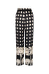 Santo Tomas Satin Silk Pants / Black Mini Palms Cream