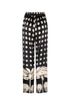 Santo Tomas Satin Silk Pants / Black Mini Palms Cream