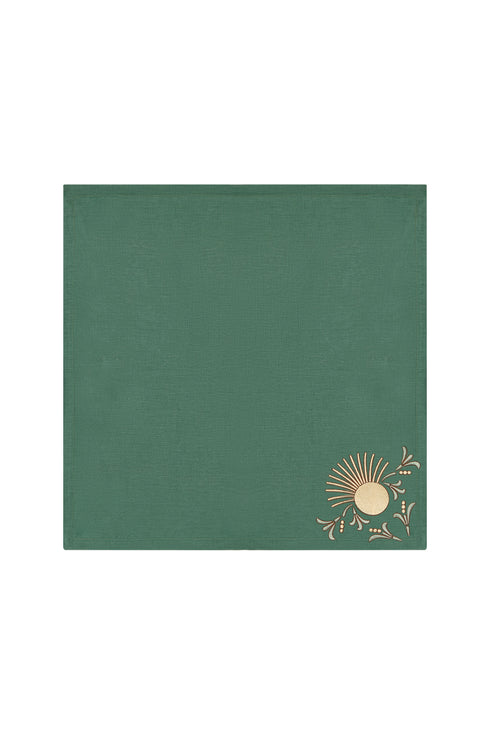 Solsticio Linen Embroidered Napkins Set of 4 / Pine